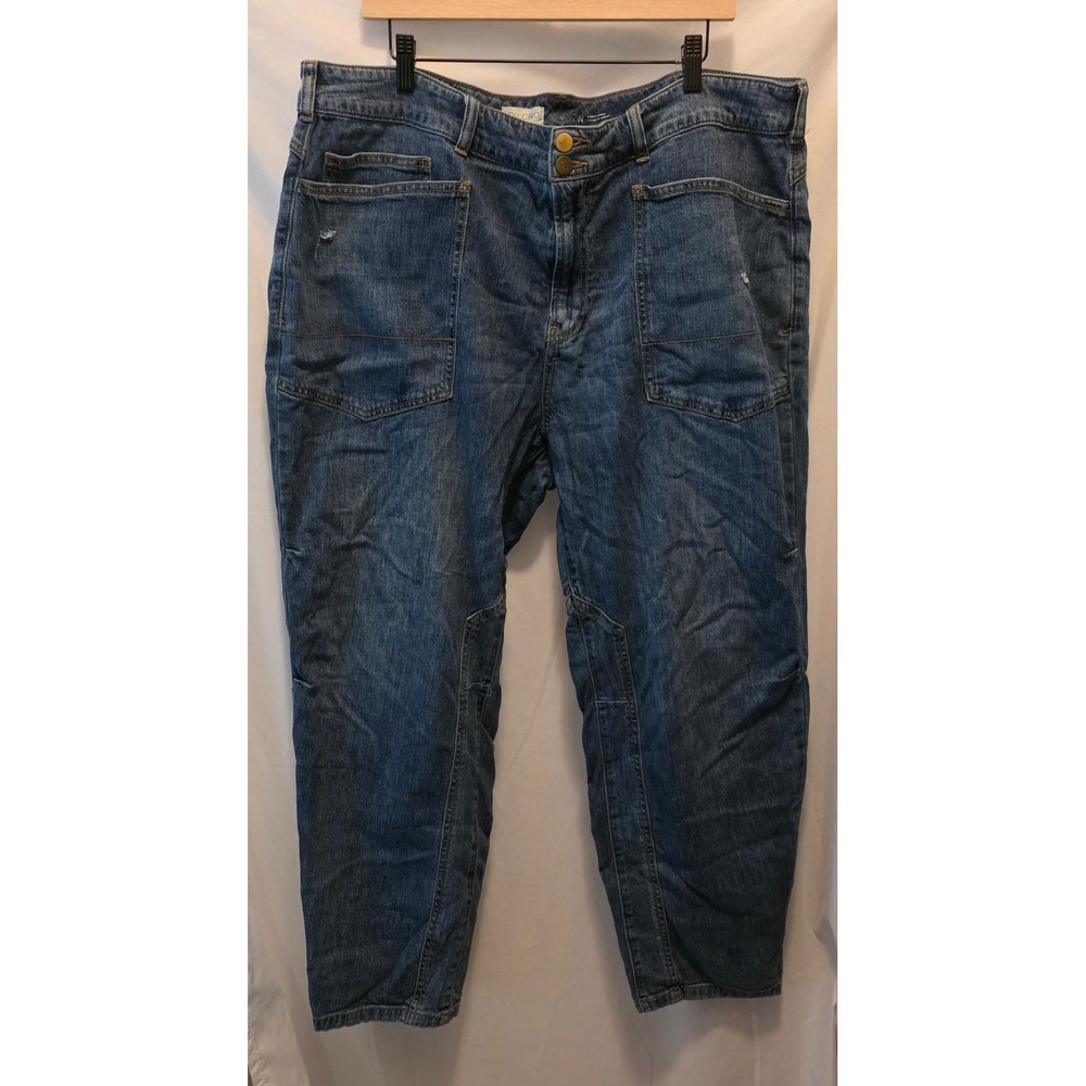 Pilcro The Wanderer Relaxed Jeans Women 20W Tapered Cargo Pocket Utility Denim